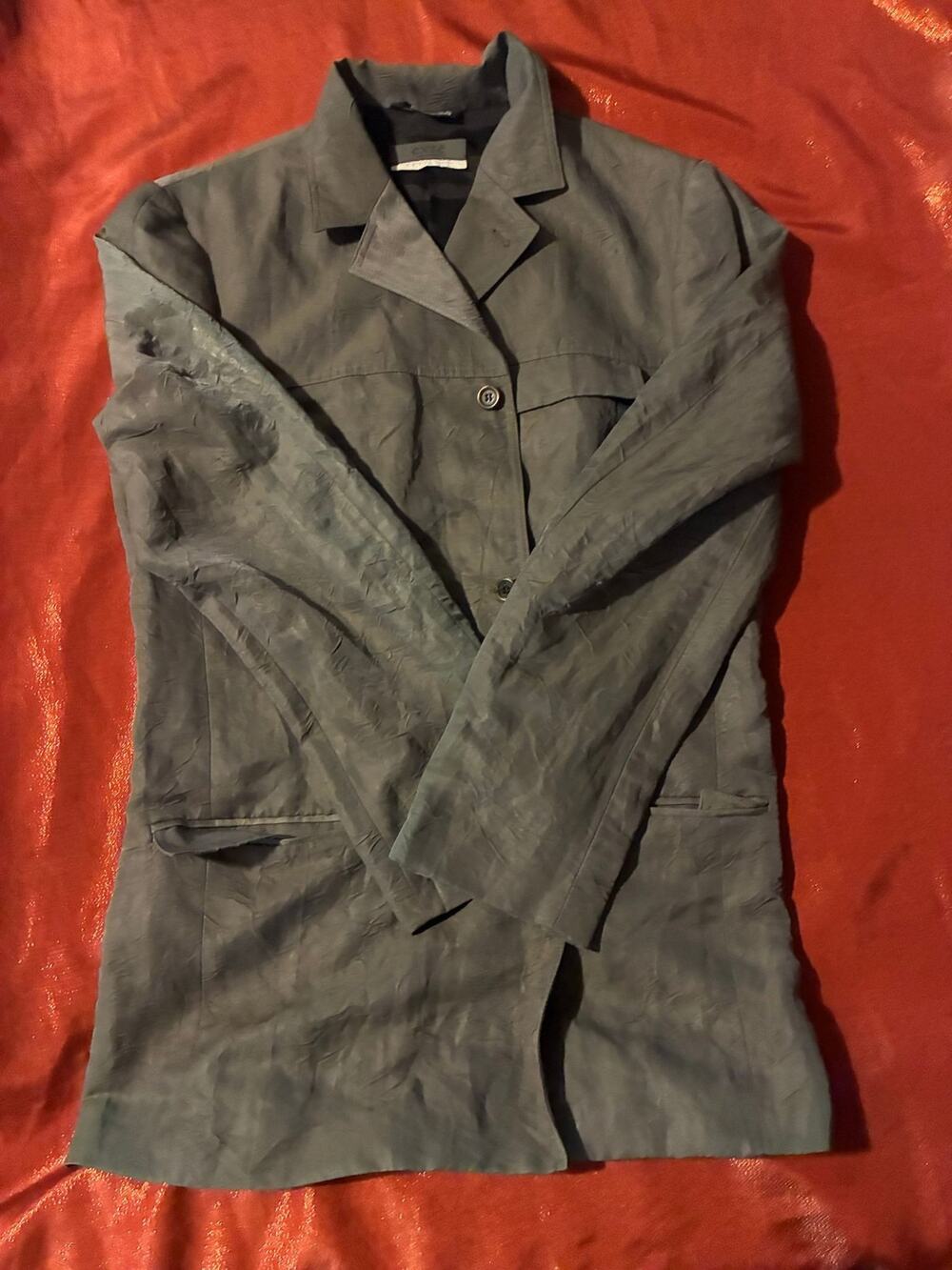 EXTE Jacket Womens Gray Long Button Front Lightweight Italian Made Tailored